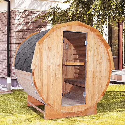 Outdoor Traditional Sauna 4-5 Person Wooden Saunas, 6’x6’Steam Wet Finnish Carbonized Spruce Wood Sauna 240V with 4.5KW Heater,Sauna Stone,Water Bucket,Ladle,LED Lights