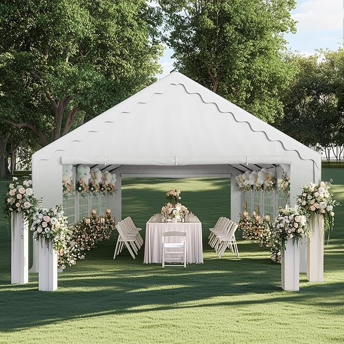 GREEN PARTY 16x32FT Party Tent Heavy Duty, Large Wedding Event Shelters with 4 Carry Bags & Removable Sidewalls, Outdoor Canopy Gazebo Commercial Tents for Parties Carport Garden Patio