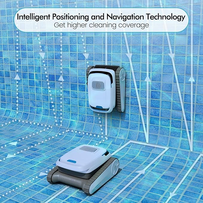 Pool Vacuum Robot for Inground Pools, 45,000Pa Suction Power, Smart Navigation, 4L Filter Basket