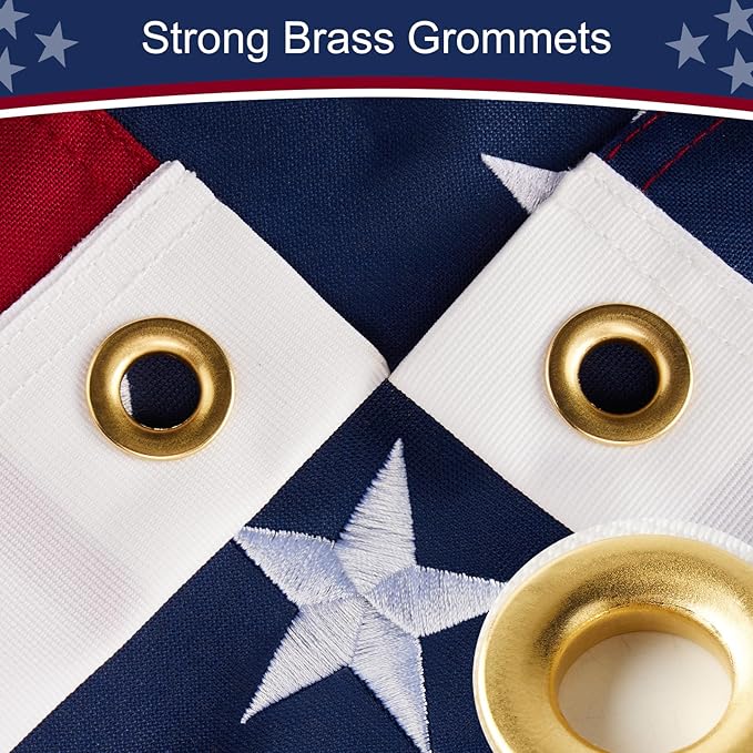 American Flag 2x3 ft Heavy Duty TearProof Series, All Weather High Wind US Flag, Premium Spun Polyester with Embroidered Stars, Sewn Stripes, Brass Grommets for Outdoor Use