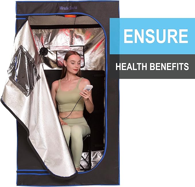 The Miracle Sauna - Full-Size Portable Far Infrared Sauna with Side Panels, Heated Floor Mat, and Portable Chair - Experience Personal Portable Spa for Complete Relaxation.