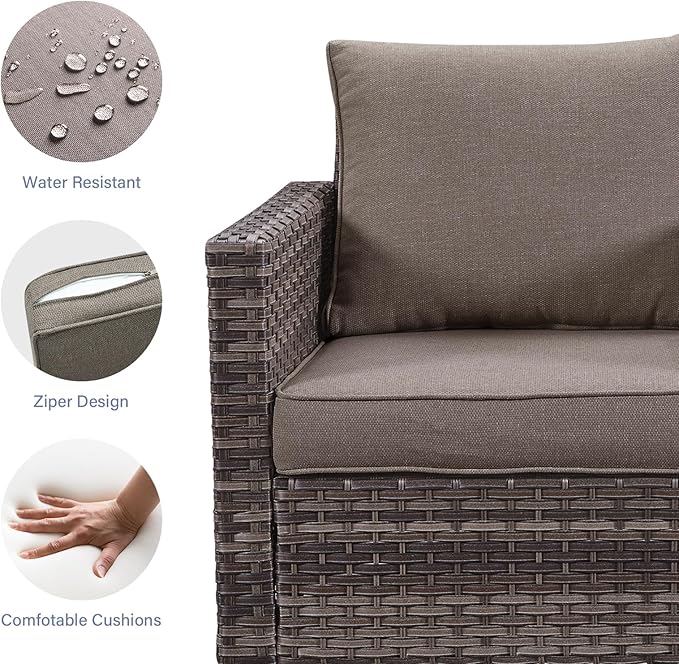 Rilyson Wicker Outdoor Patio Chairs Set of 2-2 Piece Rattan Chairs with Waterproof Wicker,Comfortable Cushions and Sturdy Metal Frame for Outside Porch Deck Backyard(Mixed Grey/Grey)