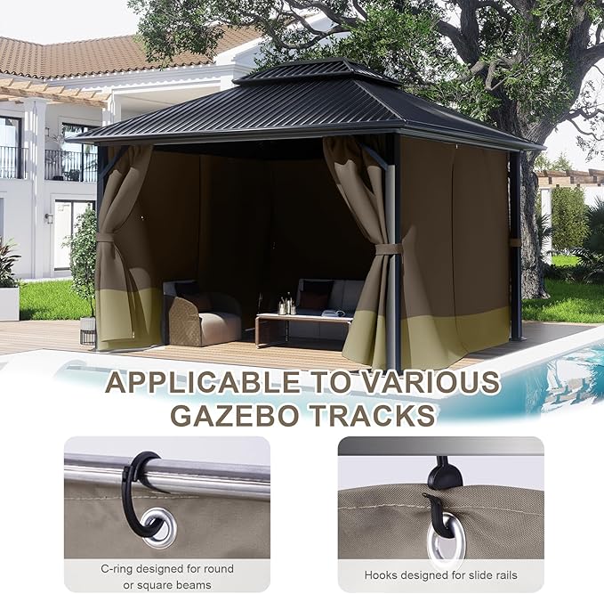 BPS 12' x 16' Gazebo Curtain Privacy 4-Panel Sidewall Outdoor Replacement Shade (Only Curtain)