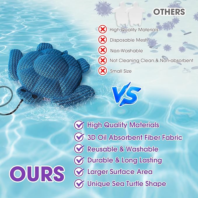 Hot Tub Scum Absorber Accessories for Spa, Turtle Scumbug Skimmer for Hot Tub Pool, Reusable Oil Absorbing Remover Cleaner Sponges for Adults Keeps Your Hot Tub Water Clean