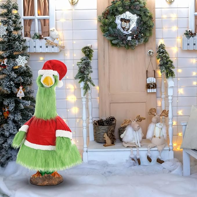 Cozypower Christmas Porch Goose Outfits Clothes for Plastic 23'' Cement Goose Duck Lawn Yard Decorations(Novelty Style)
