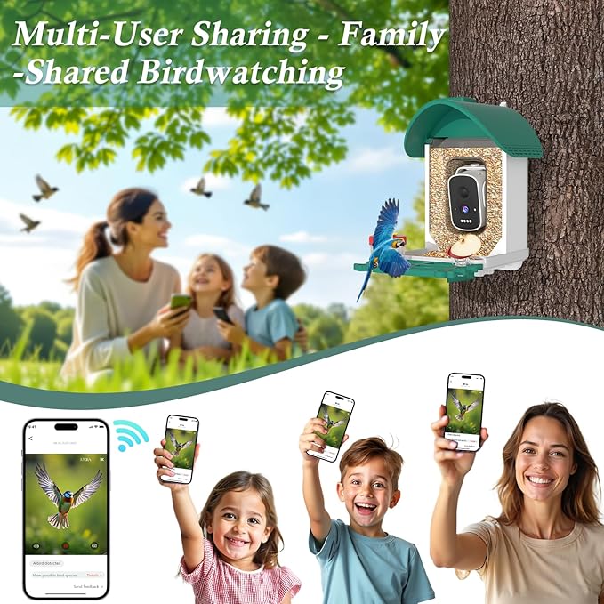 Bird Feeder with Camera, 2-in-1 Bird Bath and Perch, 3K Live View, Squirrel-Proof Cable, 2.4G WiFi, AI Detection, Instant Arrival Alerts, Backyard Birdwatching Gift for Birdlovers