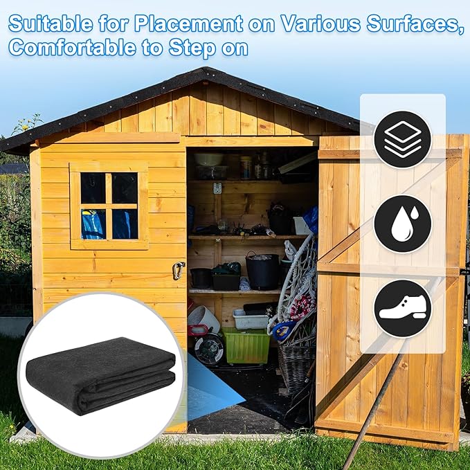 3 mm Thickened Outdoor Storage Shed Mat, 2.6x18 ft Waterproof Shed Flooring Mat for Patio Furniture Floor Protecting from Wear/Liquid/Dust/Oil, Non-Slip Felt Rubber Rug Pad [Grey]
