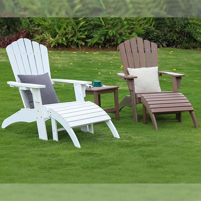 Psilvam Adirondack Chair, Oversized Poly Lumber Fire Pit Chair with Cup Holder, 350Lbs Support Patio Chairs for Garden, Weather Resistant Outdoors Seating, Relaxing Gift for Father & Mother (2,White)