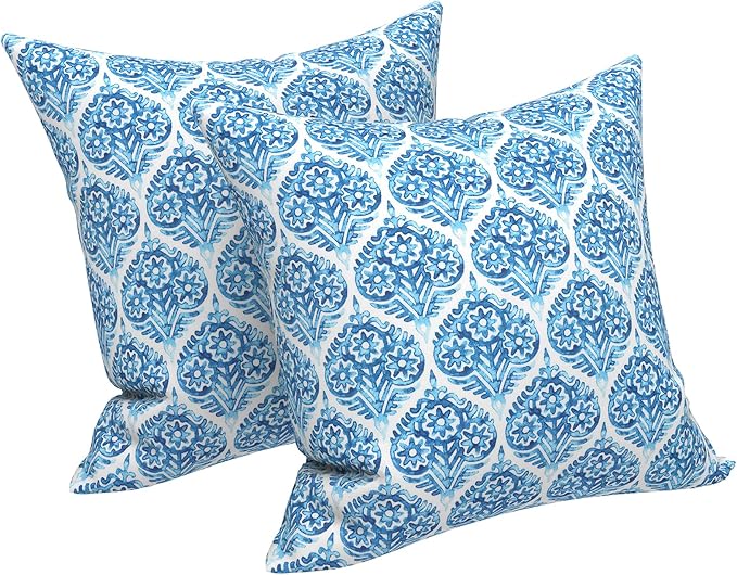 LVTXIII Outdoor Pillow Covers ONLY, Square Throw Pillow Covers, Modern Cushion Cases for Sofa Patio Couch Decoration 18 x 18 Inch, Pack of 2, Celadon Geometric