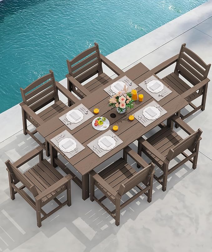 SERWALL Patio Dining Chair Set of 2, Coffee