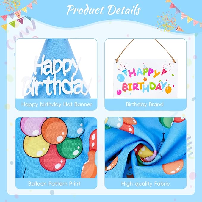 4PCS Porch Goose Birthday Outfit - Happy Birthday Goose Clothes for 23'' High Cement or Plastic Lawn Goose, Goose Dress with Hat and Sign, Garden Silly Porch Duck Costum Blue