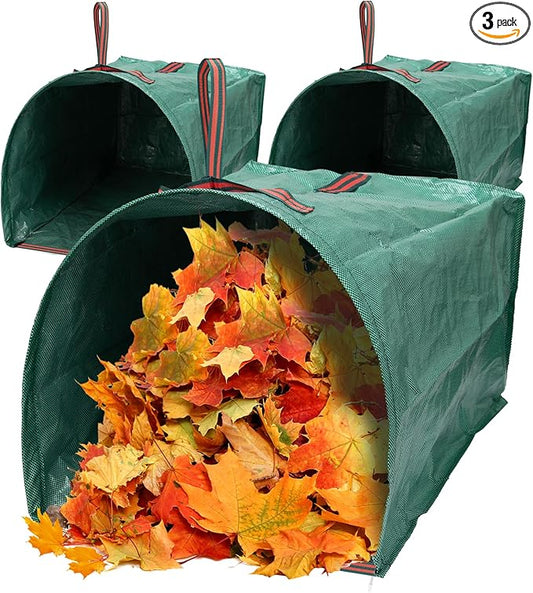 53 Gallon 1/2/3-Pack Leaf Bags,Yard Maintenance Must Haves,Large Yard Dustpan-Type Reusable Lawn Bags Yard Waste Bags,Foldable Garden Leaf Collector for Leaves,Debris,Clippings,Lawn Trash