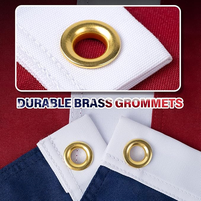 American Flag 8x12 FT TearProof Series, Heavy Duty Tough Spun Polyester USA Flags High Wind for Outside Outdoor with Durable Embroidered Stars Sewn Stripes 4 Brass Grommets