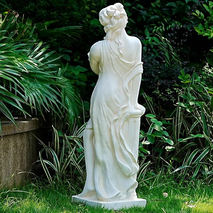 Outdoor Large Nymph Statue, 51Inch Garden Sculpture Decor, Roman Pillar Goddess of Greek Mythology Roman Style for Patio Yard Lawn Porch