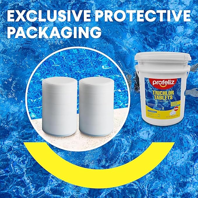 PROFELIZ 3 Inch Pool Chlorine Tablets, Slow-Dissolving Spa Sanitizer Eliminate Bacteria Algae Stabilized Chlorine for Swimming Pools Hot Tubs Spa Treatment (60lbs)