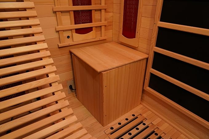 Corner Sauna 1 Person, Infrared Wooden Sauna, Luxurious Canadian Hemlock Home Saunas, 2300 W 8 Heating Element, Low EMF Full Size Indoor Spa(Left Recliner)
