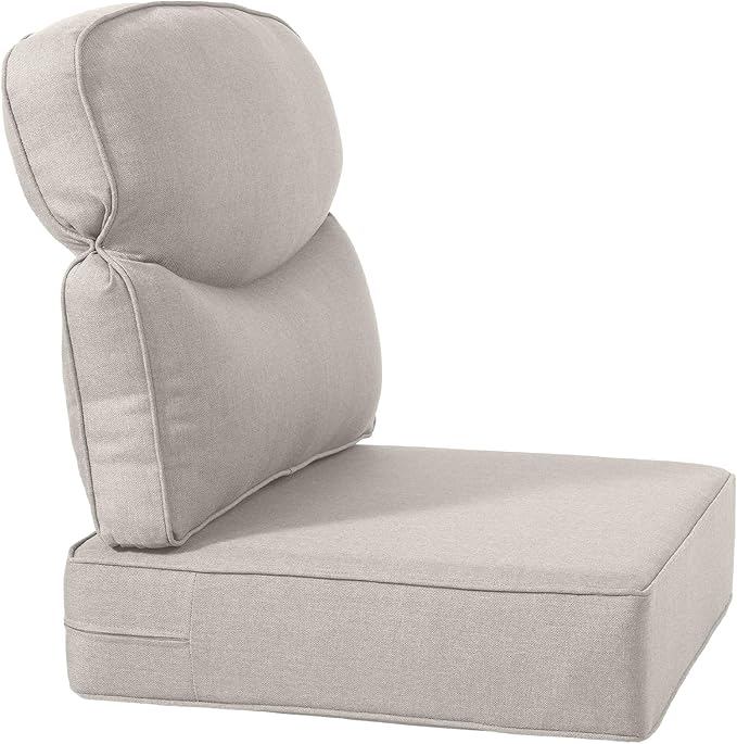 Luxury 22x24/22x25 6-Inch Smile Patio Dining Chair Cushions Set of 4 - Heavy Duty Water Slashproof Outdoor Seat Cushion for Outside Furniture Set Swivel Chairs Loveseat L-Shape Sofa - Beige