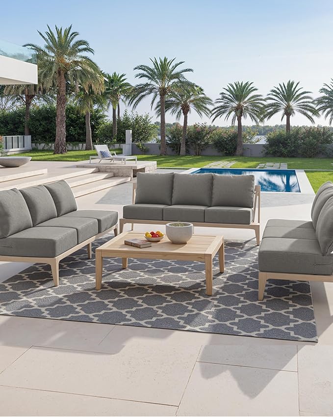 Luxury 24x24x6 Inch Outdoor Deep Seat Cushions Set of 6 - Comfortable Patio Zipper Chair Cushion for Outside Sets Wicker Dining Rocking Swivel Chairs Loveseat Couch Sectional Sofa - Grey