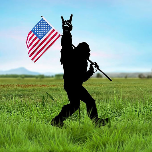 Paito 3.3ft Tall Metal Bigfoot Yard Decor Garden Stakes Display, Life Size Bigfoot Sasquatch Outdoor Yard Art Statue for 4th of July Decorations, Lawn