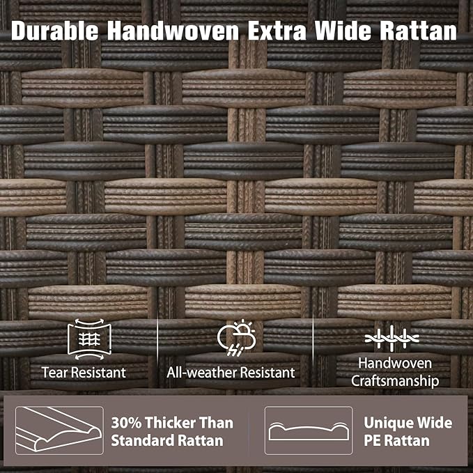 EAGLE PEAK Harbor Haven 4 Piece Wicker Patio Chair, Deep Seating Armchair, Weather Resistant Outdoor Furniture for Patio, Deck, Garden, Brown/Beige
