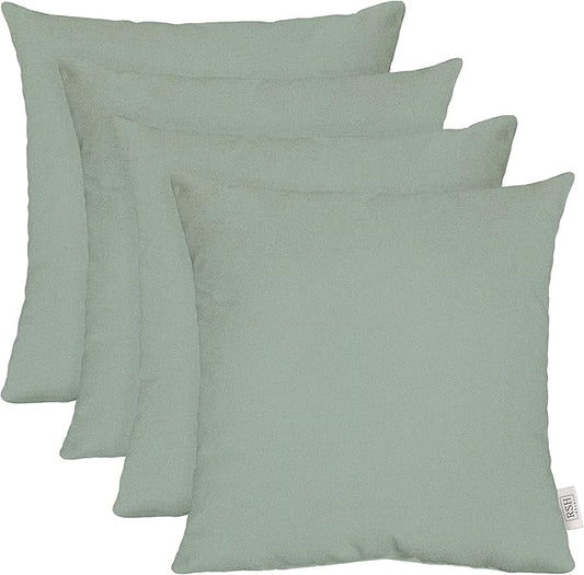 RSH DECOR: Sunbrella Square Throw Pillows Set of 4 | 20" x 20" | Water and Fade-Resistant Performance Fabric | Outdoor Pillow Covers with Down-Alternative Inserts | Made in USA (Cast Mist Green)