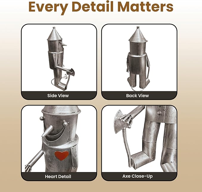 Tin Man Outdoor Statue – Whimsical Metal Yard Decor for Lawn or Patio – Unique Weatherproof Ornament – Giftable Sculpture for Outdoor Enthusiasts