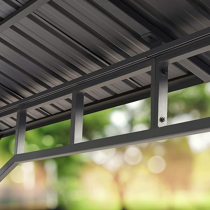 TOOLPORT Hardtop Gazebo 10x13 ft with Steel Roof - Approx. 3.54x3.54 in Aluminium Poles