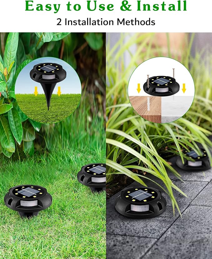 Biling Solar Pathway Lights Outdoor Uplight Sidelight, 8 Packs Multi Color Solar Ground Lights Waterproof for Yard Walkway Garden Halloween Decorations