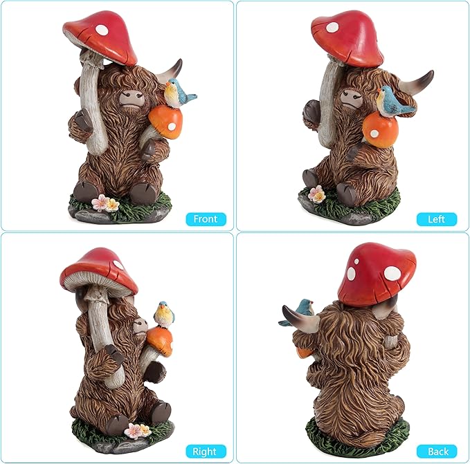 Highland Cow Figurine for Garden Decor,Garden Cow Decor for Outdoor Statues,Highland Cow Decorations for Outdoor Indoor Patio Yard Lawn Home Bathroom Shelf Decor,Animal Statues Cows Gifts for Women
