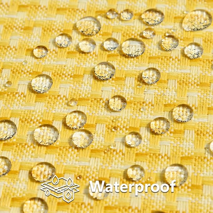 Kevin Textile Outdoor Waterproof Throw Pillow Covers Pack of 2 Weaving Texture Water Resistant Outside Decorative Cushion Covers for Garden Patio Tent Balcony Bench Couch Sofa 16x16 Inch, Yellow