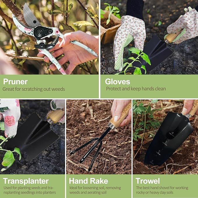 Nana Gifts, Garden Kit Nana Birthday Gifts from Grandkids Floral Gardening Tools and Durable Garden Tools Organizer Tote, Ideal Gardening Set for Women on Christmas Plant Lover Present