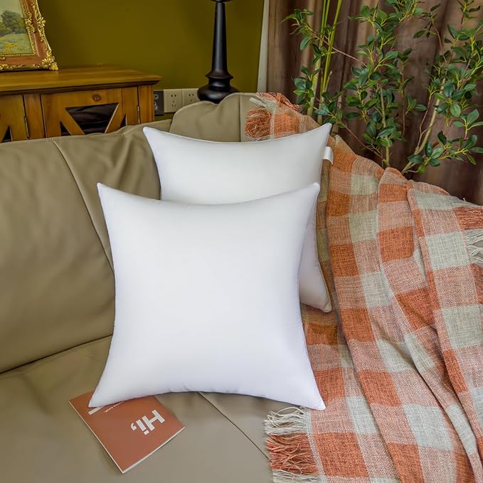 20 x 20 Outdoor Pillow Inserts Pack of 4 Patio Furniture Pillows Cushion Waterproof Square Throw Pillow Inserts Decorative Couch Pillow Inserts White Sofa Sham Cushion Stuffer