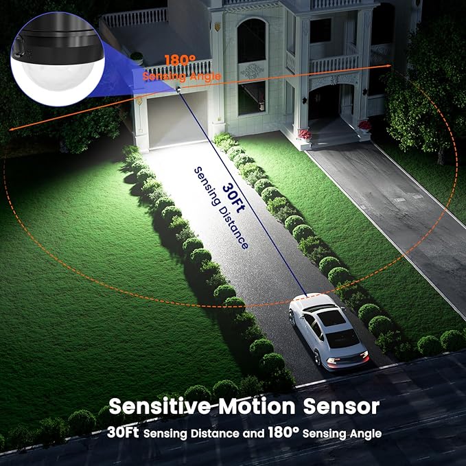 AIXPI Battery Operated Powered Motion Sensor Lights Outdoor 800LM 6000 mAh, Rechargeable LED Flood Light Spotlight for Garage, Yard, Porch 1Pack