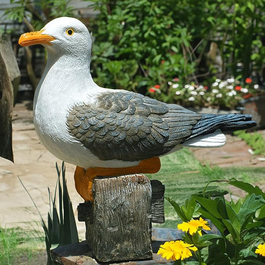 Real Seagull Outdoor Sculpture,Funny Bird Statue,Garden Beach Statue Decor,Resin Animal Seabird Ornaments,Coastal Beach Decor,Patio Decor for Outdoor Table Decorfor Garden,Terrace,Lawn,Yard