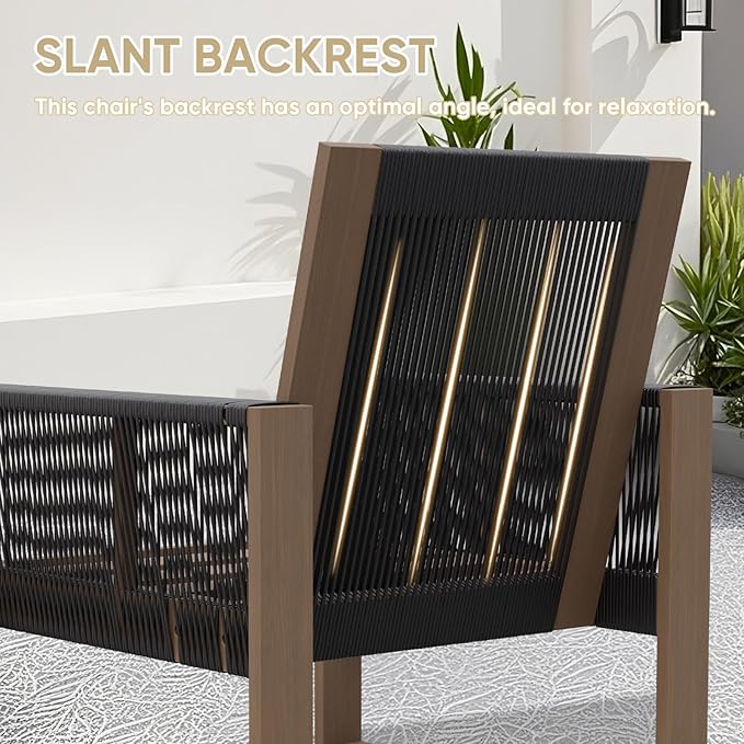 COOS BAY Natural Cedar Wood Patio Chair with Cushions, Durable Outdoor Furniture, Patio Dining Armchair for Deck, Porch, or Garden, 1 Piece, Brownish/Red