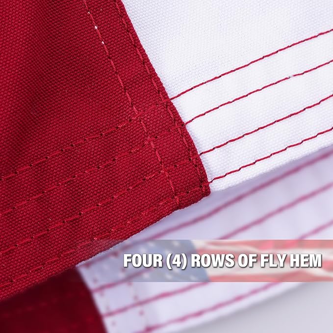Deluxe Cotton American Flag 5x8 FT for Outside, Tear Resistant US Flags High Wind with Embroidered Stars, Sewn Stripes, the Best Indoor Outdoor Flag