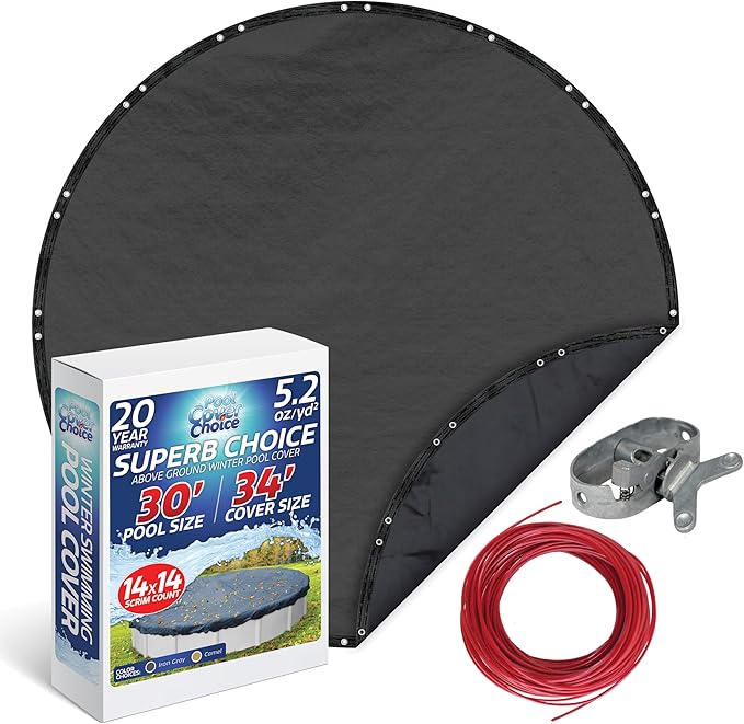 Winter Swimming Pool Cover for 30 ft Aboveground Round Pool Size, Superb Choice Series, Solid Material, Color - Iron Gray, Pool Cover Choice 5130-4CHOICE
