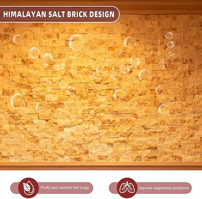 Indoor Steam Sauna 2 Person, Canadian Hemlock Saunas, 6KW Harvia Heater, 220V, Left Door(120-195℉) with Himalayan Salt Panel and LCD Touch Control Panel