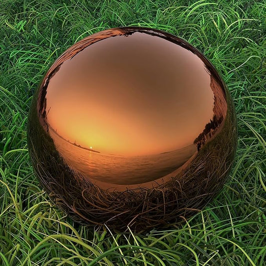 Lulu Decor, Dark Copper Stainless Steel Gazing Mirror Ball Size 14, Smooth Reflective Shiny Garden Decoration Globe