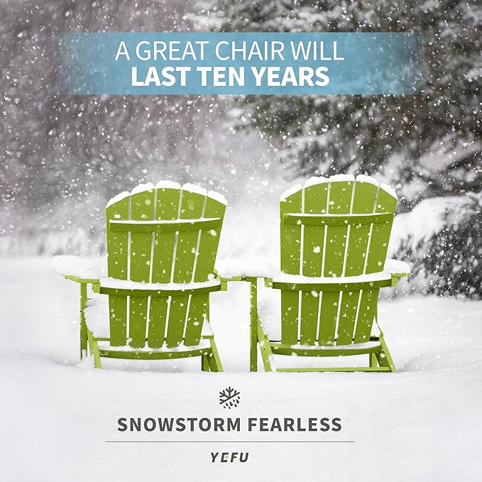 YEFU Adirondack Chairs Set of 2: Plastic Adirondack Chairs - Patio Chairs with Wood Texture - Outdoor Chair HIPS - Lawn Fire Pit Deck Porch Garden Chairs for Adults(Kelly Green)