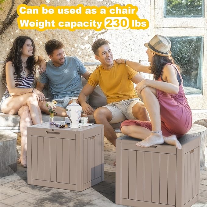 30 Gallon Outdoor Storage Box - Deck Box Container for Patio, Pool, and Garden-Waterproof and UV Resistant Resin,Lockable (Grey)