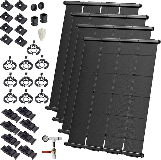 Industrial Grade Solar Pool Heater DIY Kit - Superior High-Wind Strapless Mounting System & Maximum Freeze Resistance (4-4'x7.5' / 120 Square Feet)