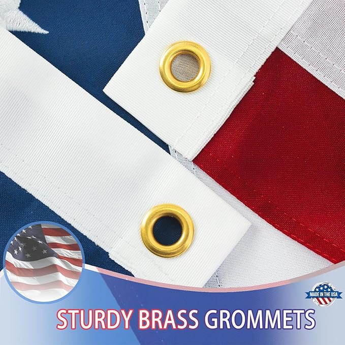 ROTERDON 600D American Flags for Outside 4x6 Ft, TearProof Long Lasting US Flag, Embroidered Stars, Sewn Stripes, Brass Grommets, High Wind USA Flag Heavy Duty Outdoor