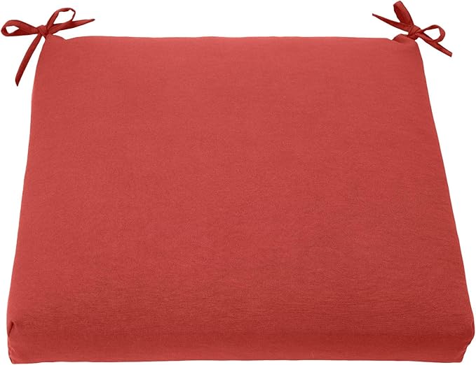 BrylaneHome Chair Cushion with Ties - 18.75" L x 18" W - Patio & Outdoor - Water, Stain & Fade Resistant - Geranium