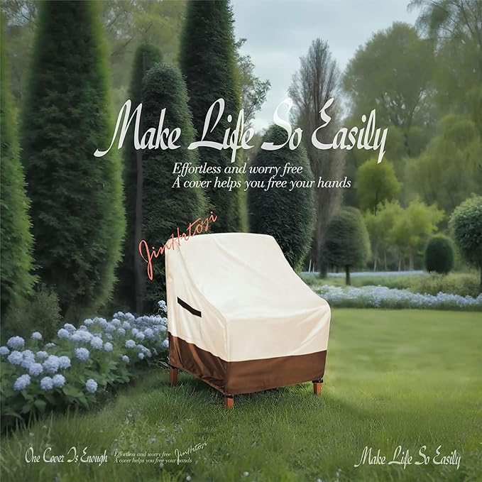 Outdoor Chair Covers 2 Pack, (35W x37D x38H inches)100% Waterproof Heavy Duty Patio Furniture Covers ,Outdoor Furniture Covers Waterproof for Patio Chair Covers,Beige&brown