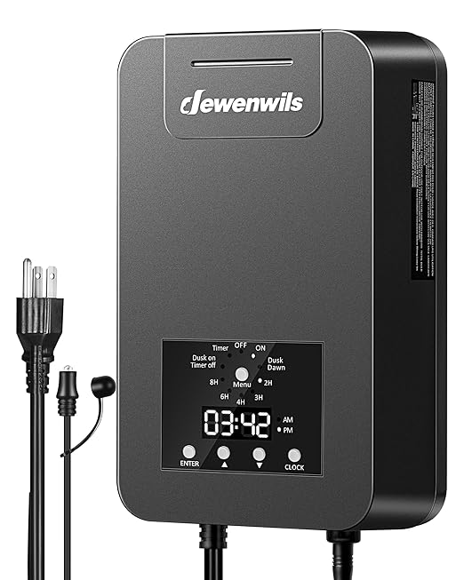 DEWENWILS 300W Low Voltage Landscape Transformer, Outdoor Low Voltage Transformer with Photocell Sensor & Timer, 120V AC to 12V DC, Landscape Lighting Transformer for Spotlight Garden Light Steplight