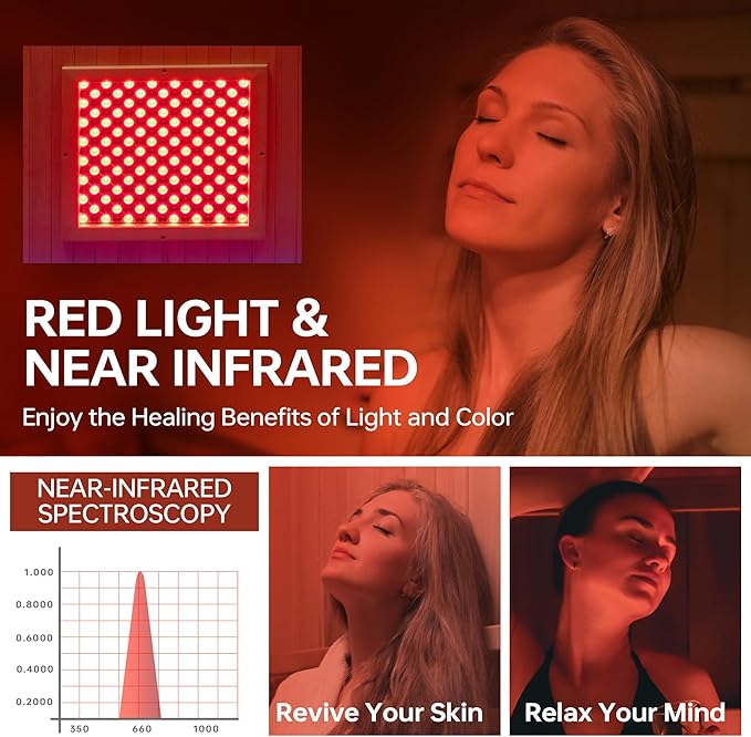 Woodbridge Infrared Home Sauna Room 1 Person Hemlock Wooden Indoor Sauna with 7 Carbon Heaters, Red Light Therapy, Bluetooth Speaker, Intelligent Control Panel, Tempered Glass & Top Vent