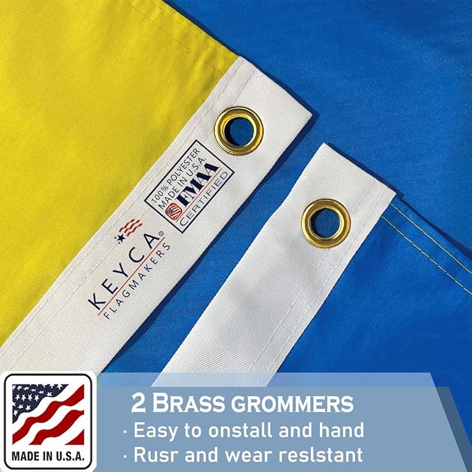 Ukraine Trident Flag 3x5 FT Made in The USA-Heavy Duty Vibrant Colors Double Sided Ukrainian UKR Flag with 2 Brass Grommets for Home/Company/Indoor Outdoor Decoration