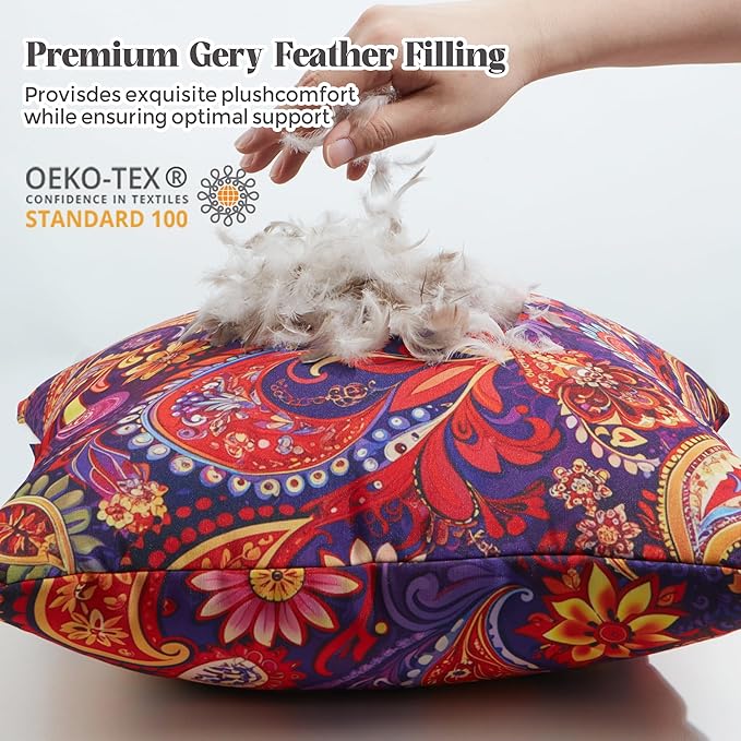 WOLKI Waterproof Outdoor Pillows 2x20 Feather and Down Filled Throw Pillow for Patio Furniture, Outside Decorative Pillow Set of 2