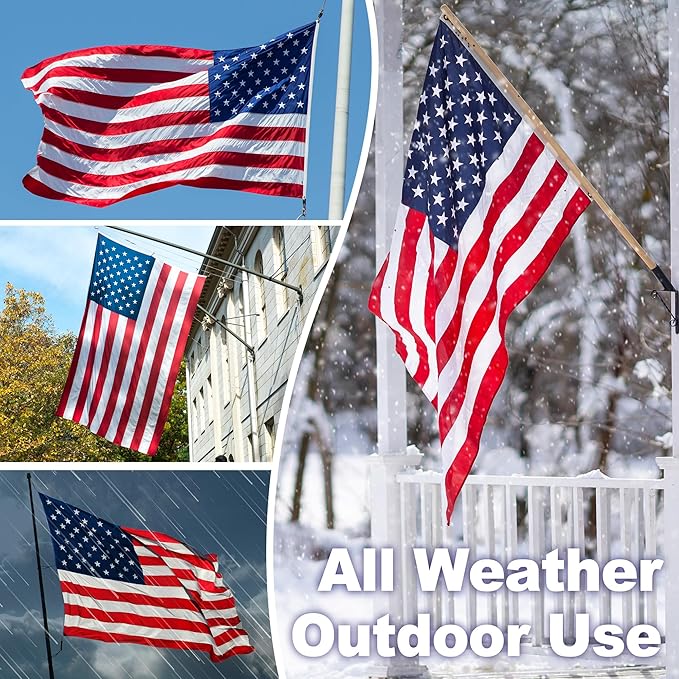 American Flag 10x15 FT TearProof Series, Heavy Duty Tough Spun Polyester USA Flags High Wind for Outside Outdoor with Durable Embroidered Stars Sewn Stripes 5 Brass Grommets